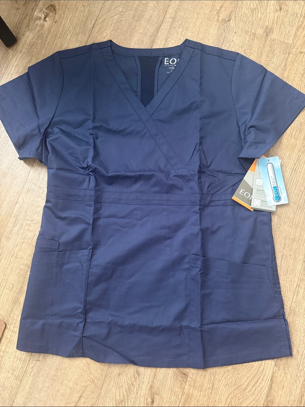 ENO Women's Navy Wrap Tunic Top - Professional Medical Scrub